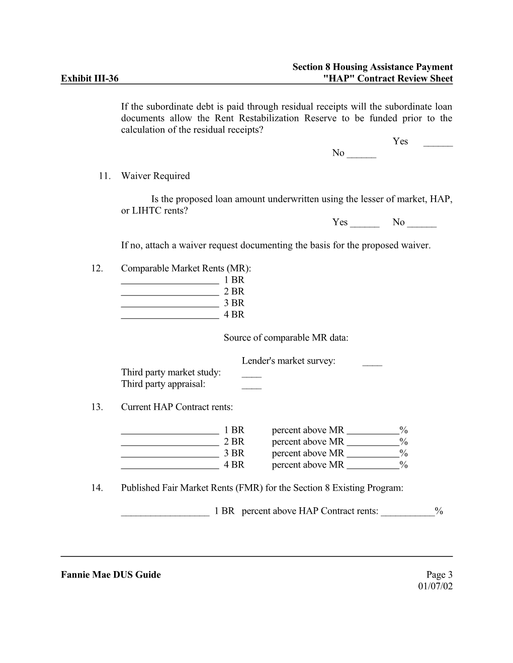 Section 8 Housing Assistance Payment HAP Contract Review Sheet