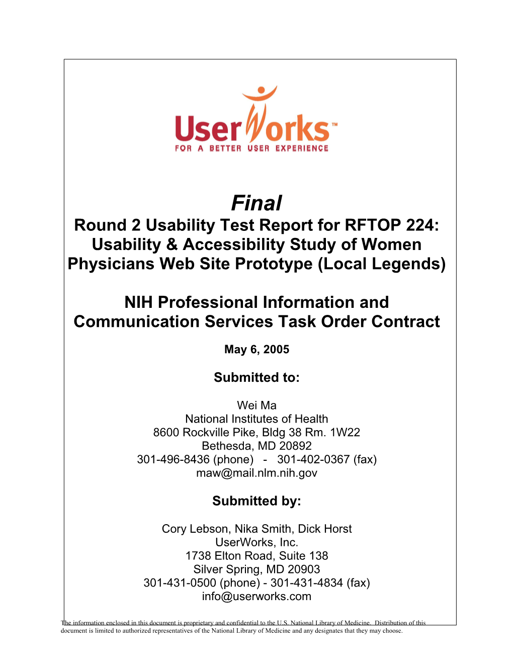 Round 2 Usability Test Report for RFTOP 224