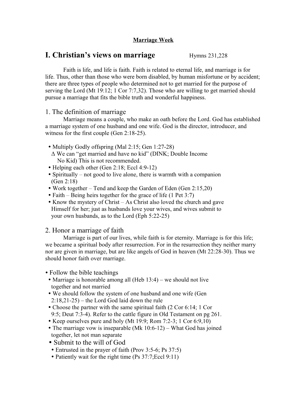 I. Christian S Views on Marriage Hymns 231,228