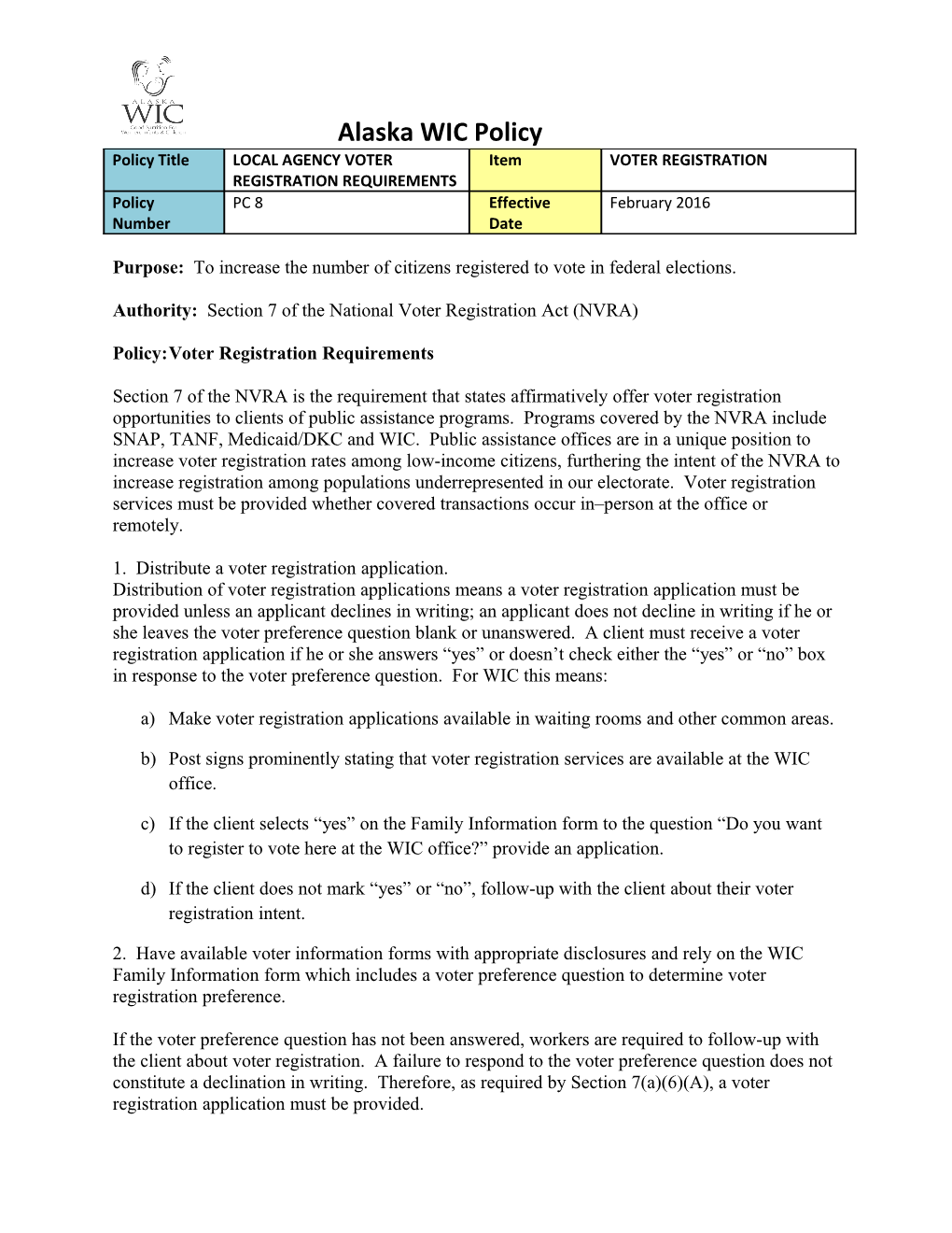 Local Agency Voter Registration Requirements