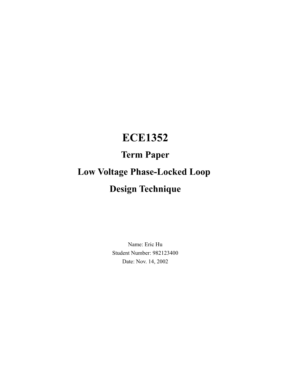 Low Voltage Phase-Locked Loop