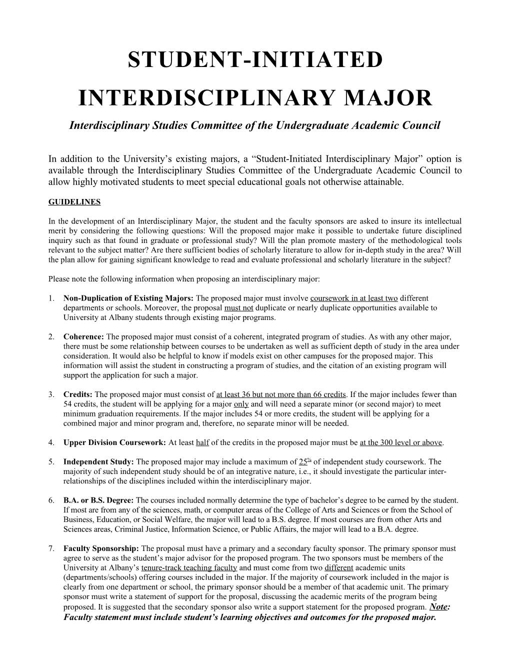 Interdisciplinary Studies Committee of the Undergraduate Academic Council