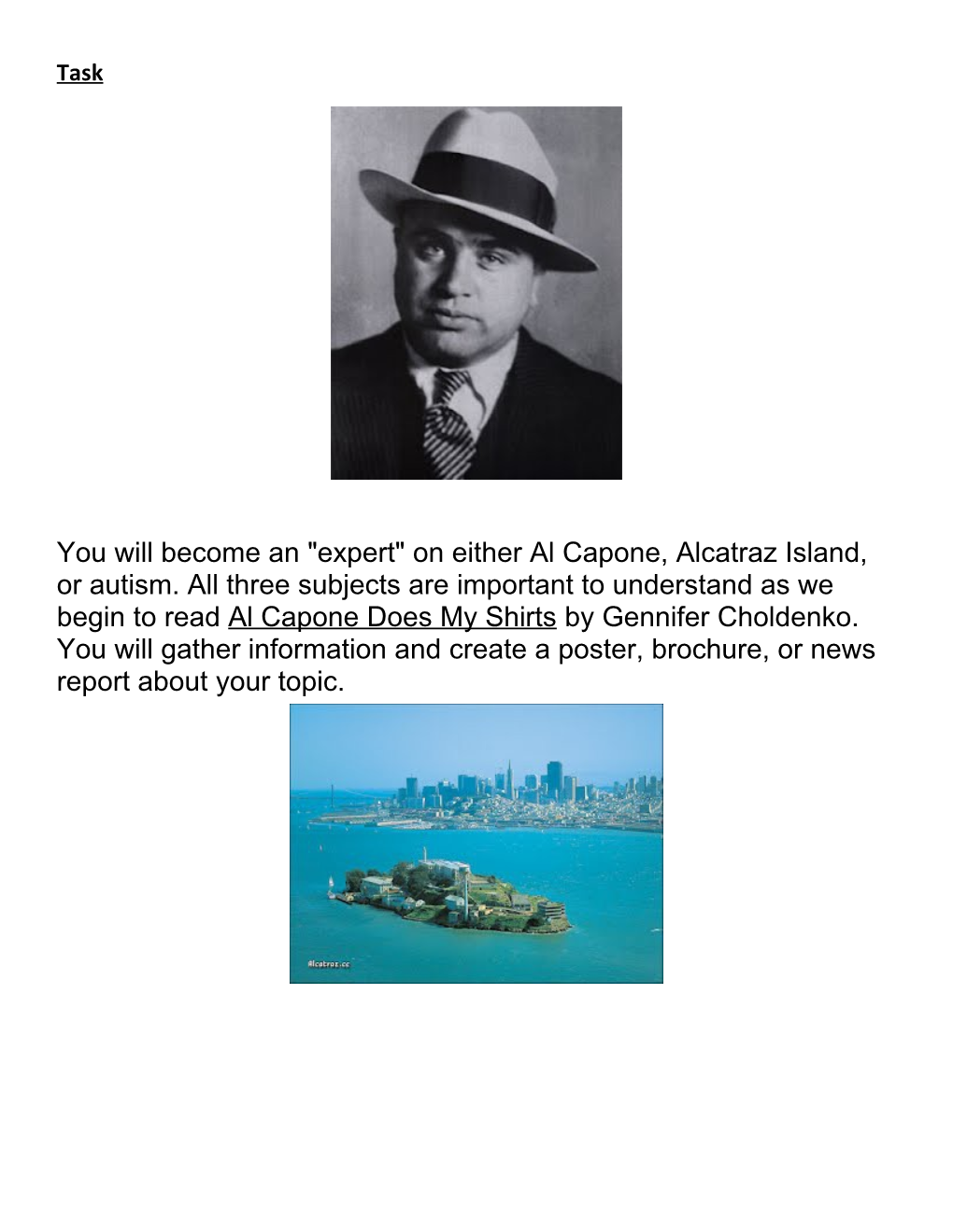 You Will Become an Expert on Either Al Capone, Alcatraz Island, Or Autism. All Three Subjects