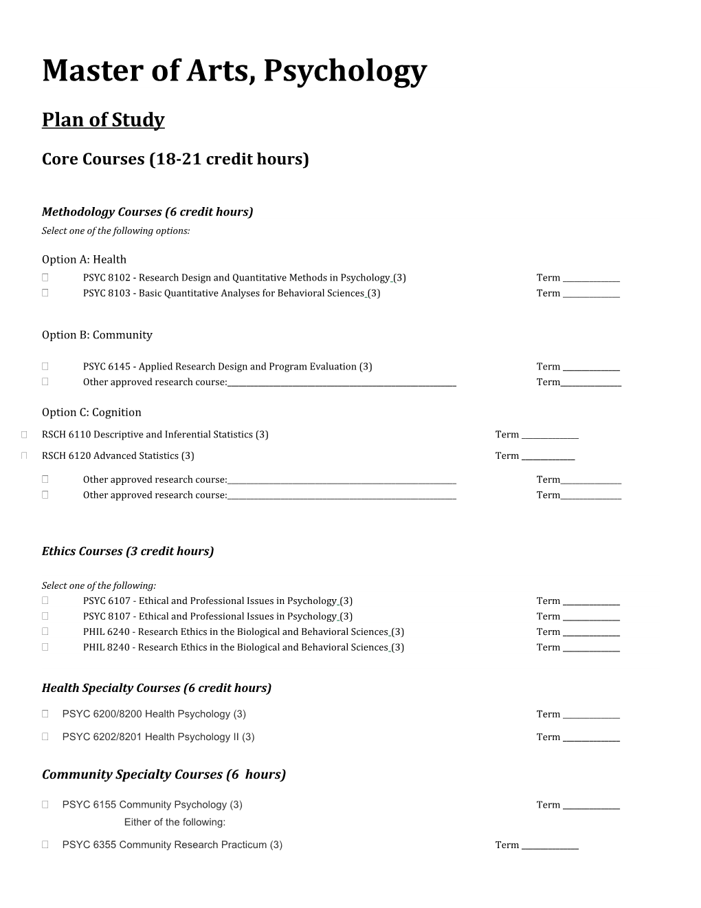 Core Courses (18-21 Credit Hours)