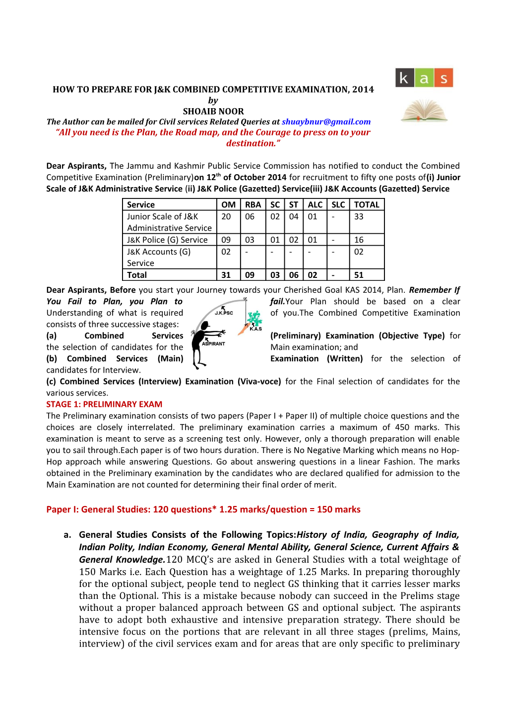 How to Prepare for J&K Combined Competitive Examination, 2014