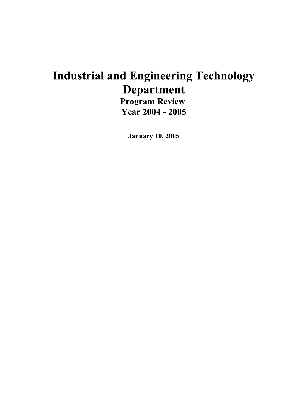 Industrial and Engineering Technology Department