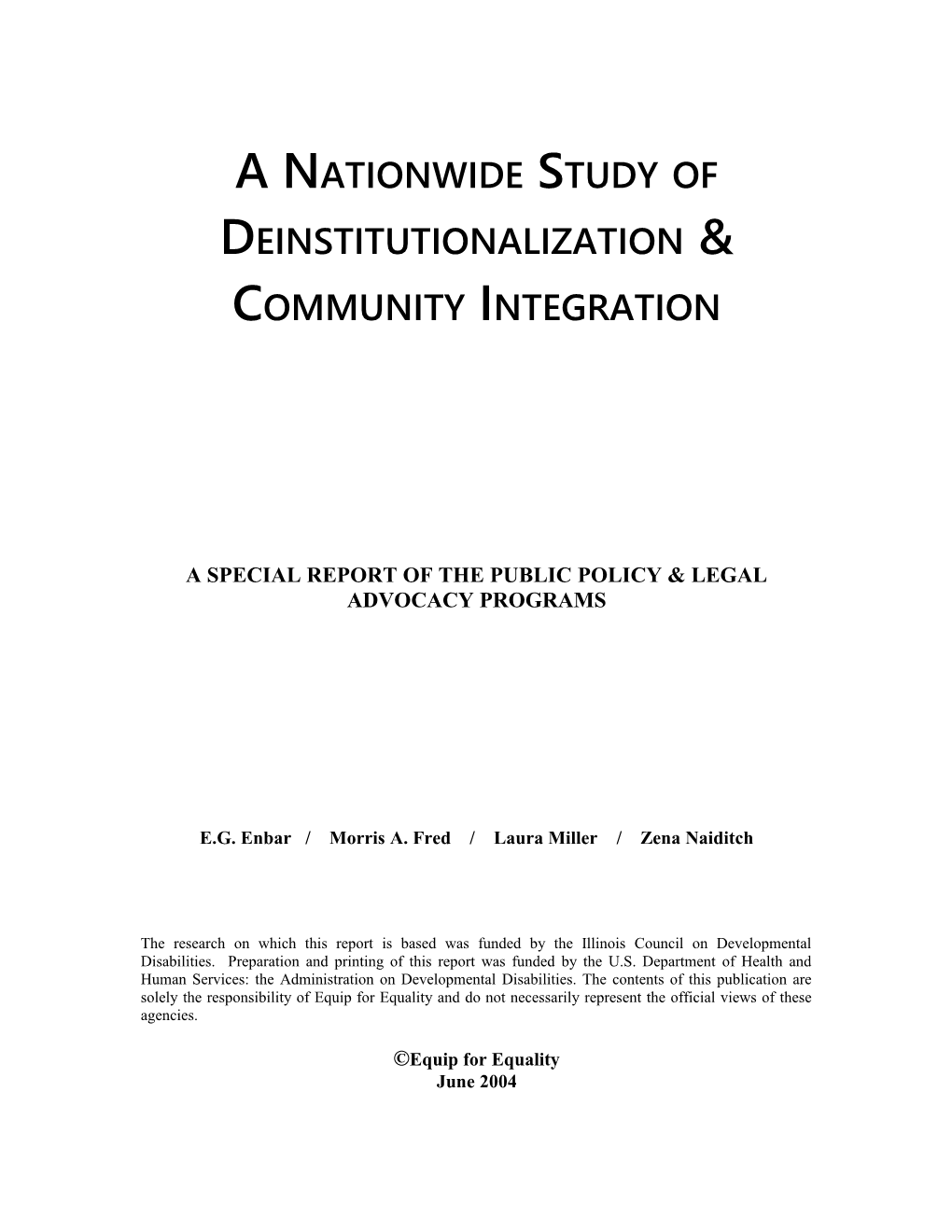 A Special Report of the Public Policy & Legal Advocacy Programs