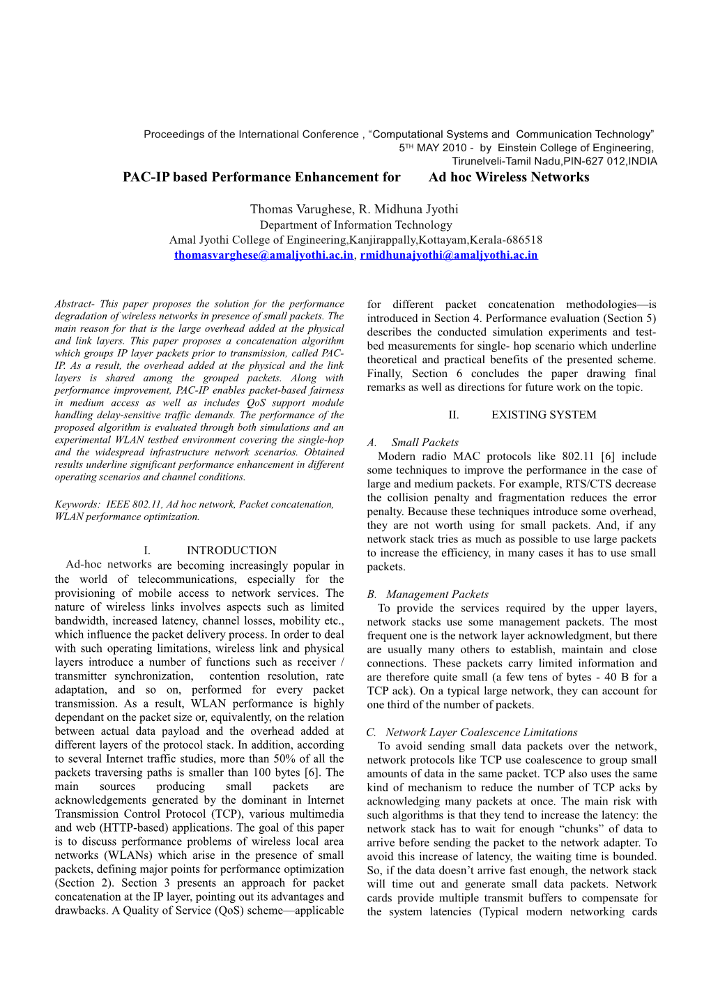 Performance Improvement of Ad-Hoc Wireless Local Area Networks