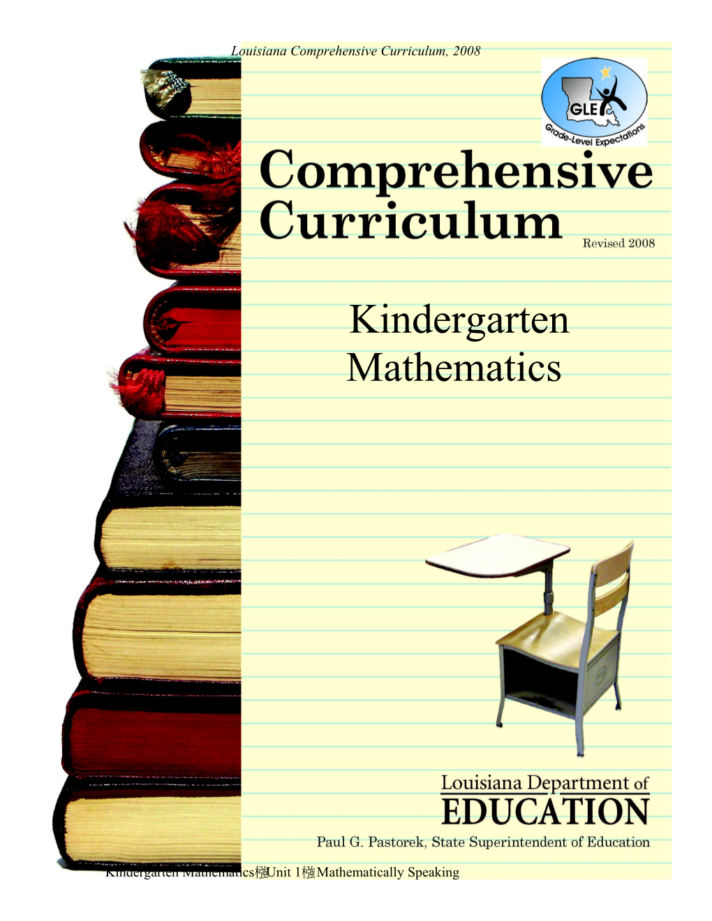 Kindergarten Mathematics Unit 1 Mathematically Speaking