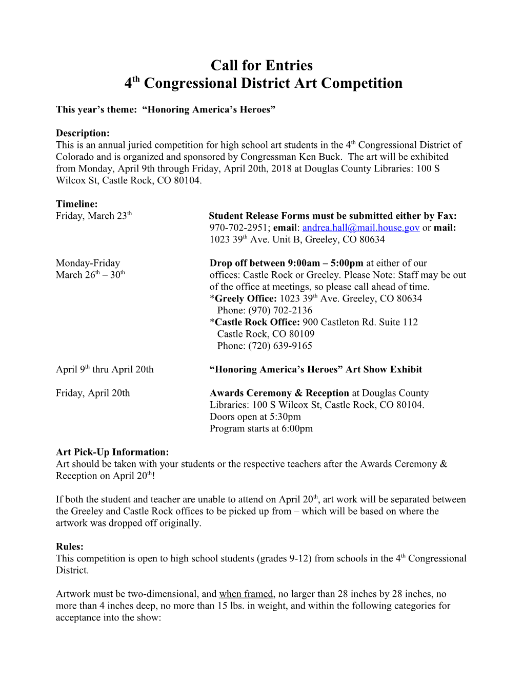 4Th Congressional District Art Competition