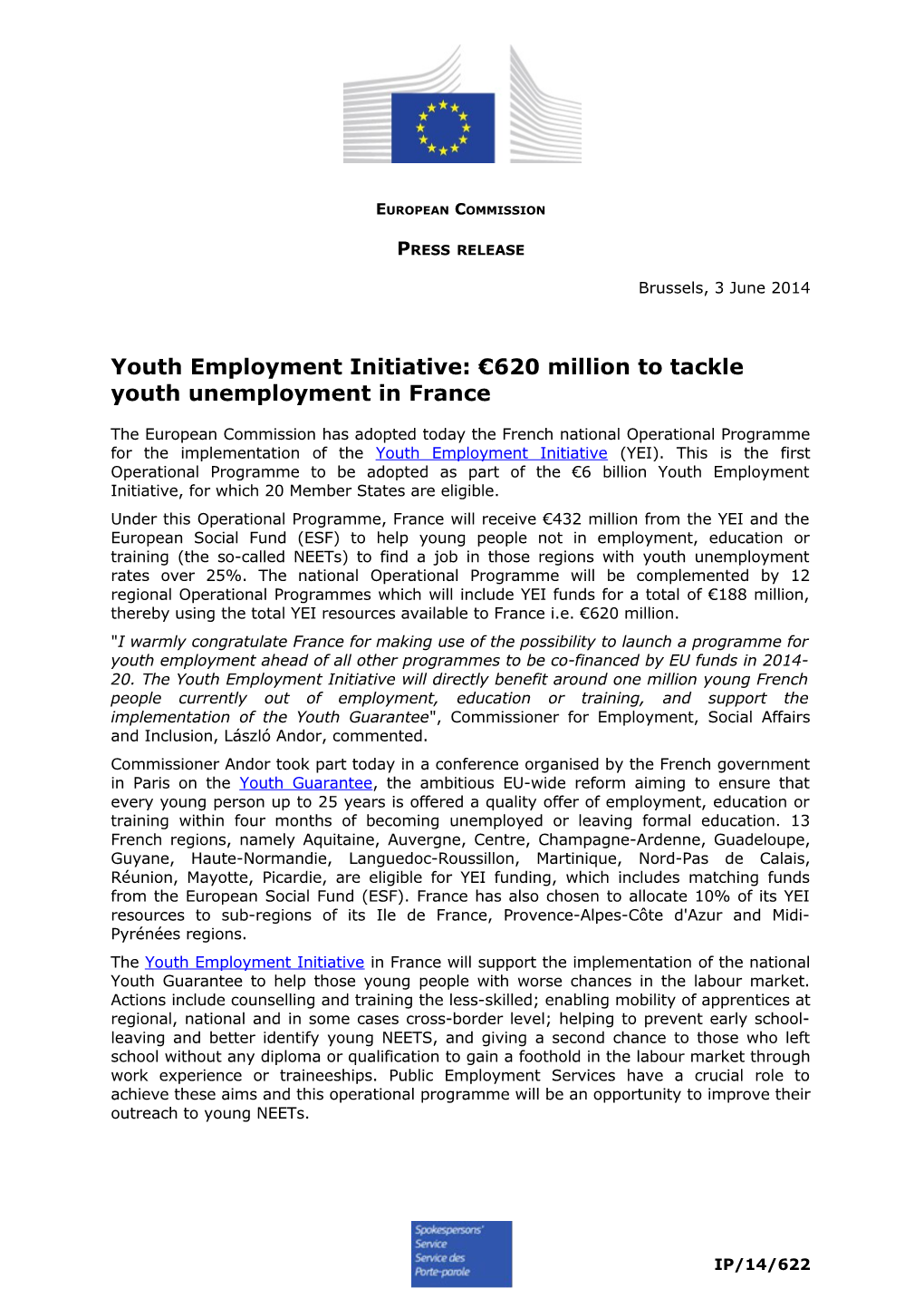 Youth Employment Initiative: 620 Million to Tackle Youth Unemployment in France