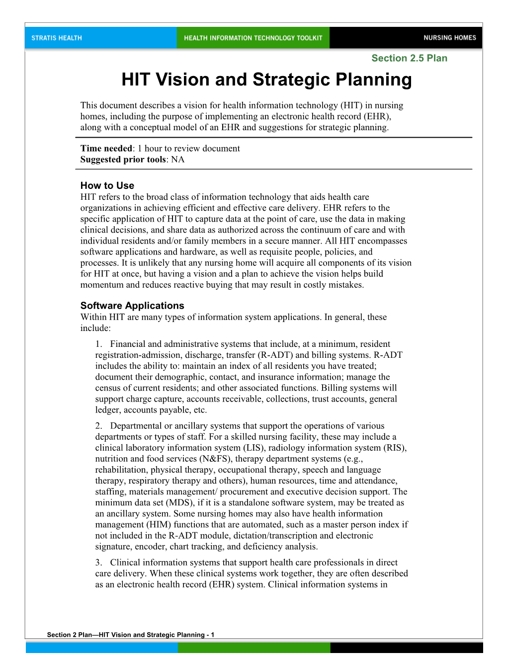 2 HIT Vision and Strategic Planning