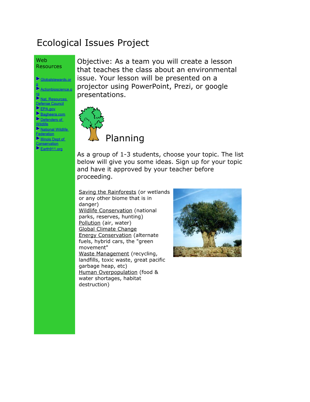 Ecology Issues Project