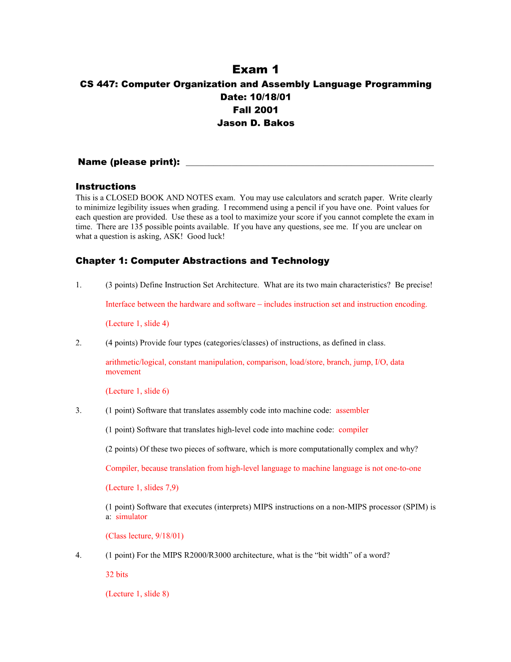 CS 447: Computer Organization and Assembly Language Programming