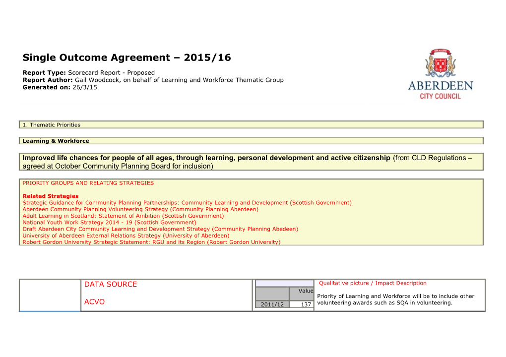 Single Outcome Agreement 2014/15