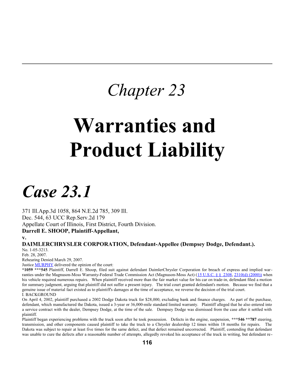 Chapter 23: Warranties and Product Liability 1