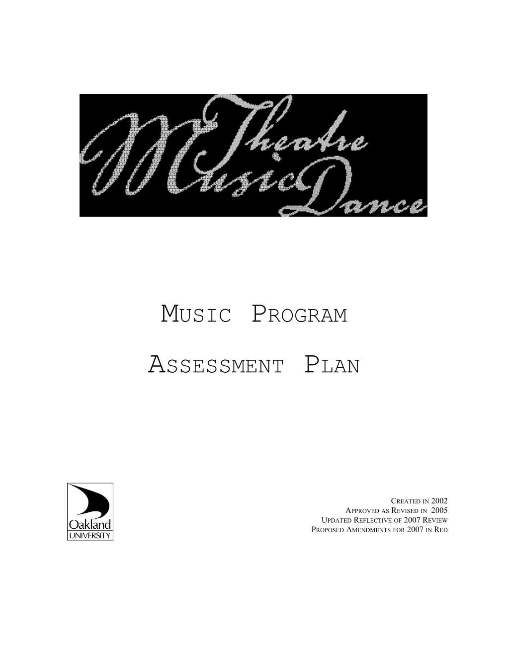 Music Assessment Plan Approved As Revised 2005P. 1