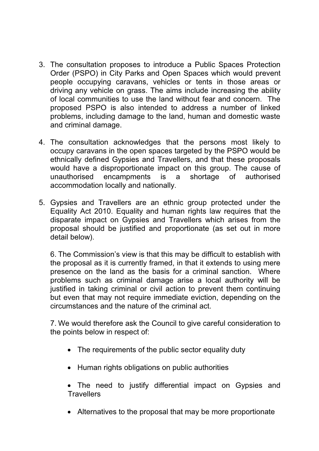 Response of the Equality and Human Rights Commission to the Consultation