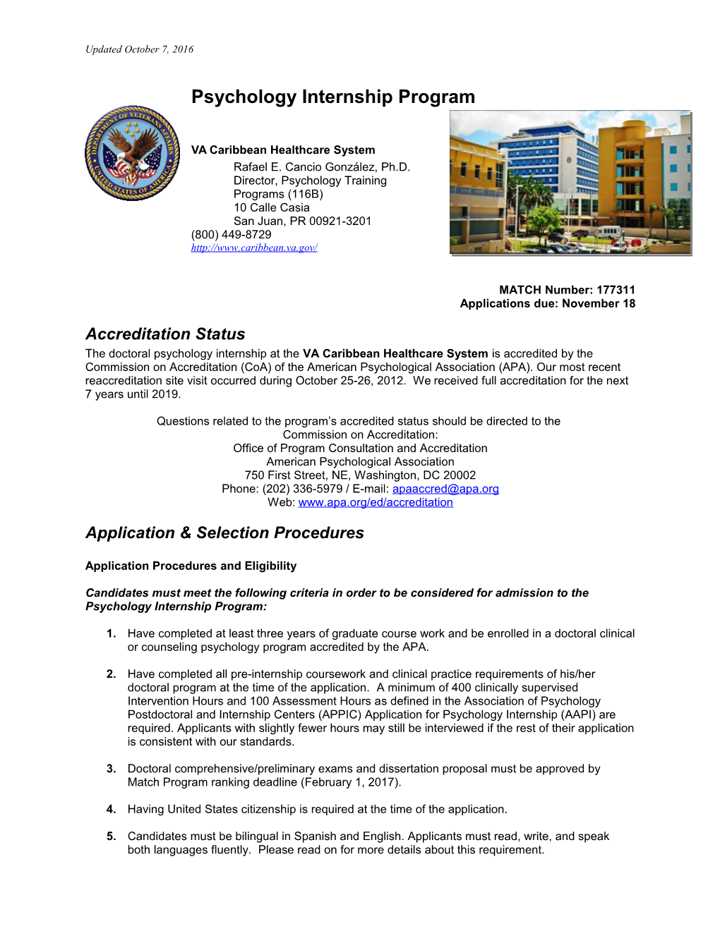 VA Caribbean Healthcare System Psychologyinternship - VA - U.S. Department of Veterans Affairs