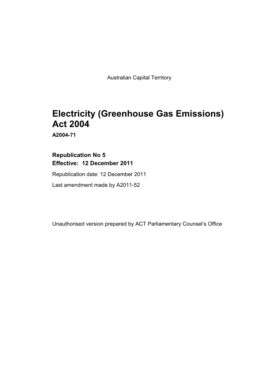 Electricity (Greenhouse Gas Emissions) Act 2004