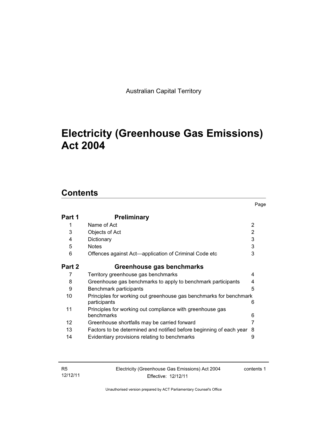 Electricity (Greenhouse Gas Emissions) Act 2004