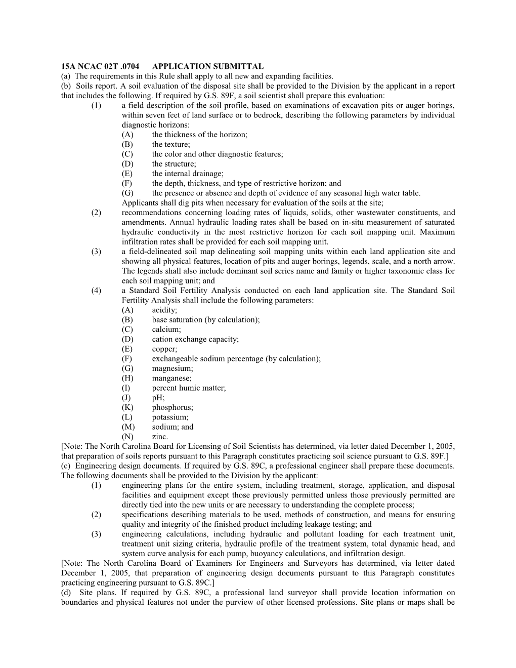 15A Ncac 02T .0704Application Submittal