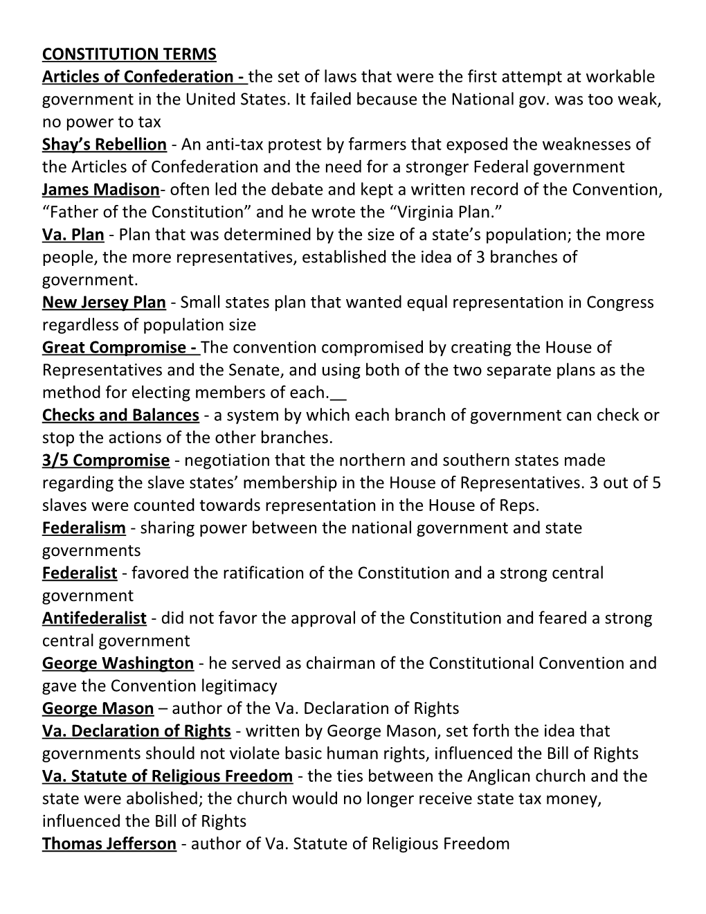 Constitution Terms