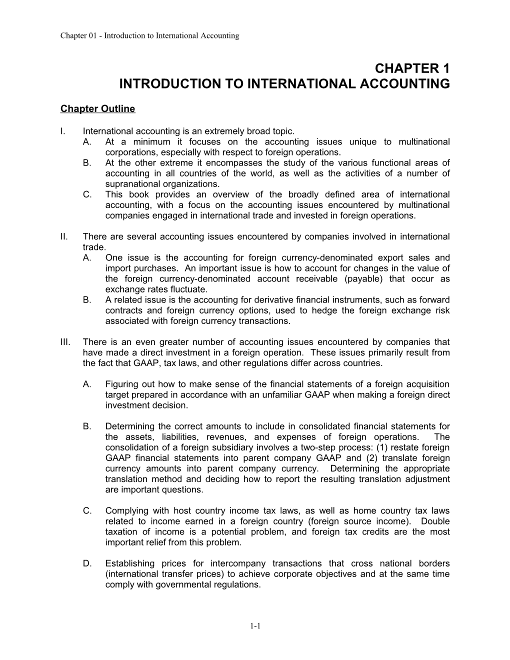 Chapter 01 - Introduction to International Accounting