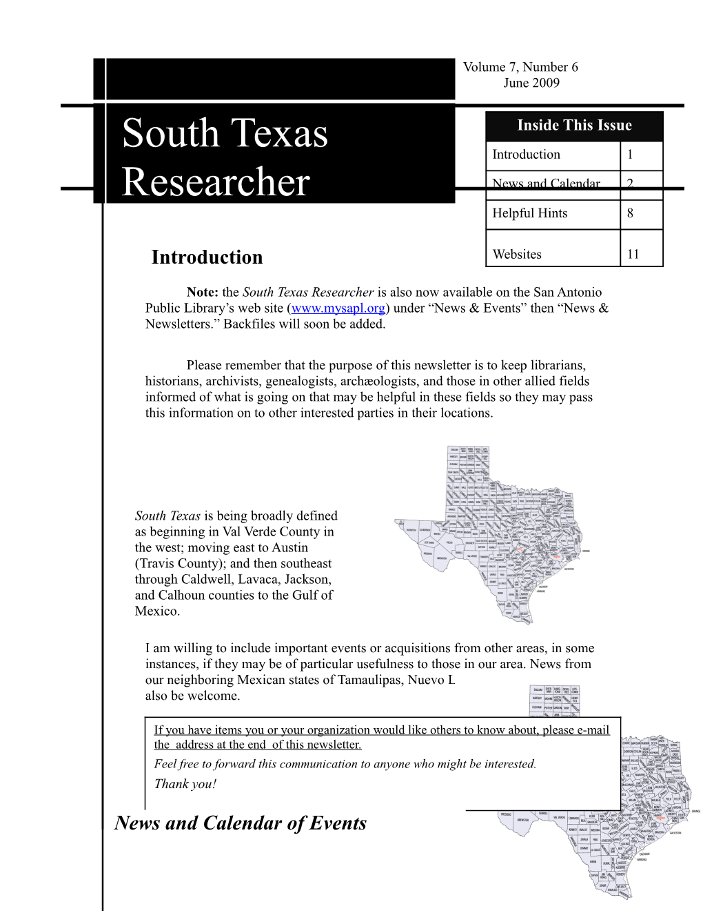 Texana/Genealogy Class Schedule