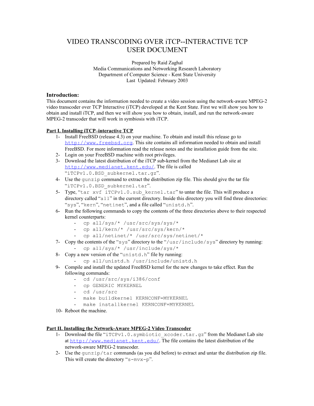 Active Network Transcoder User Document