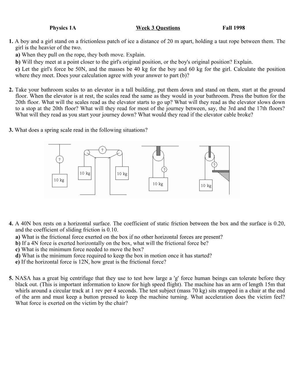 1A Week 3 Tutorial Questions Fall 1998