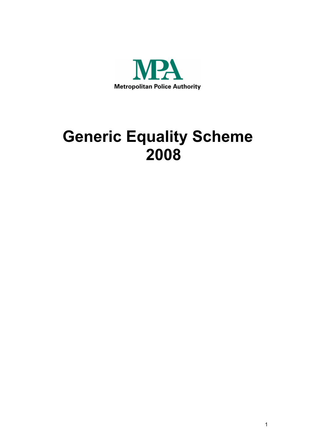 MPA Generic Equality Scheme Disability Action Plan