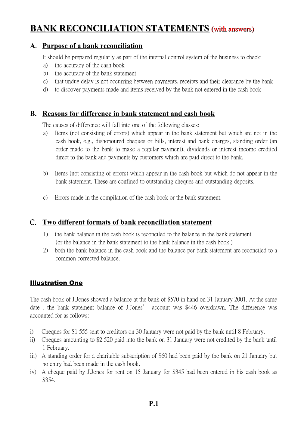 Bank Reconciliation Statements