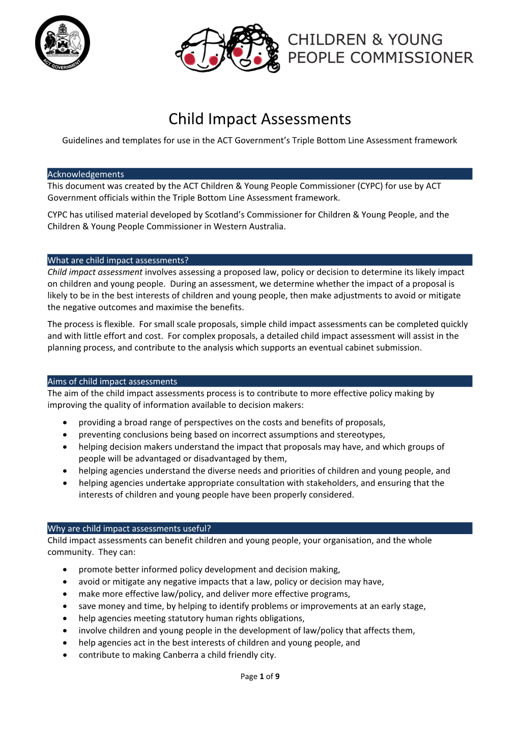 Child Impact Assessments