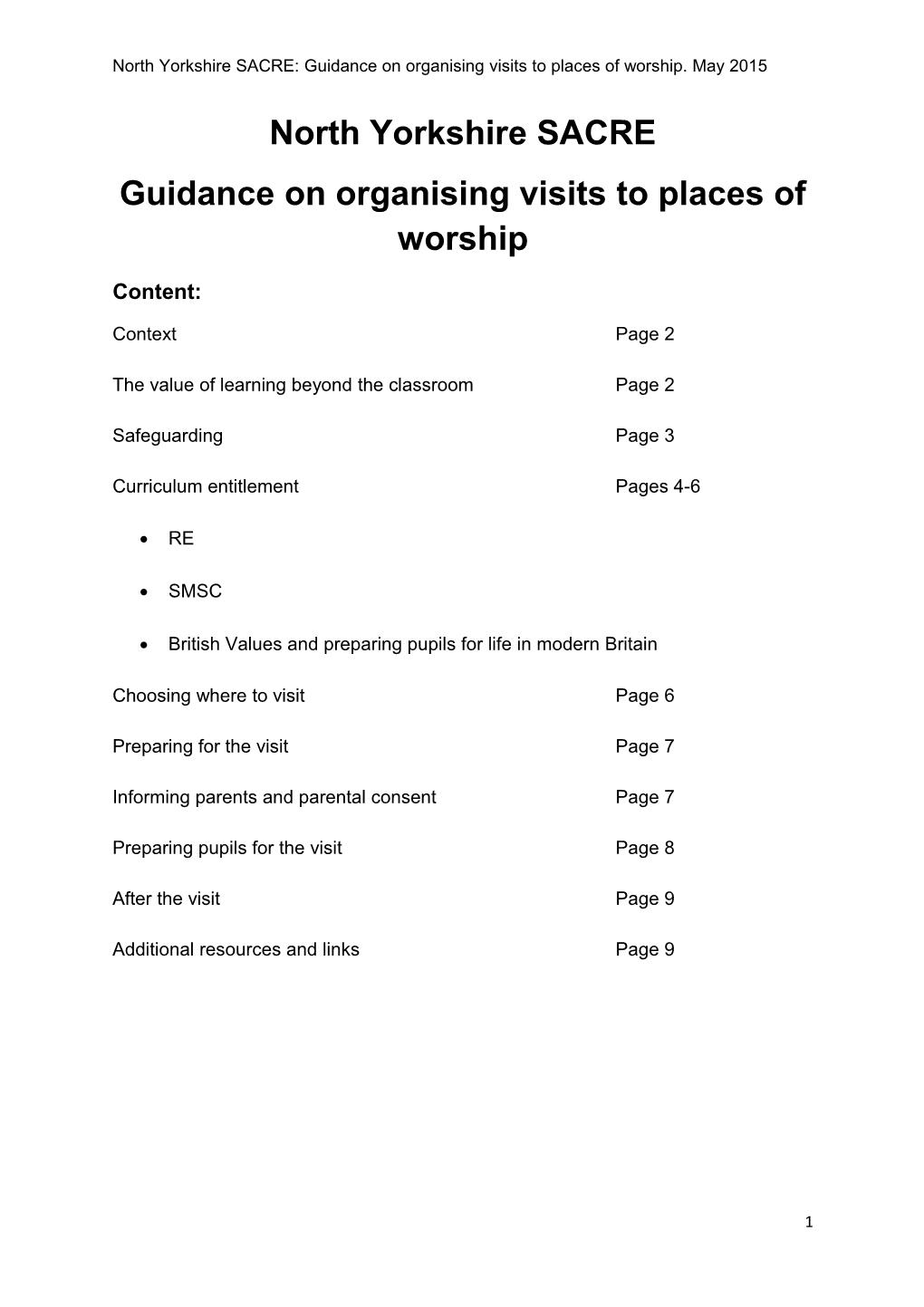 Guidance on Organising Visits to Places of Worship