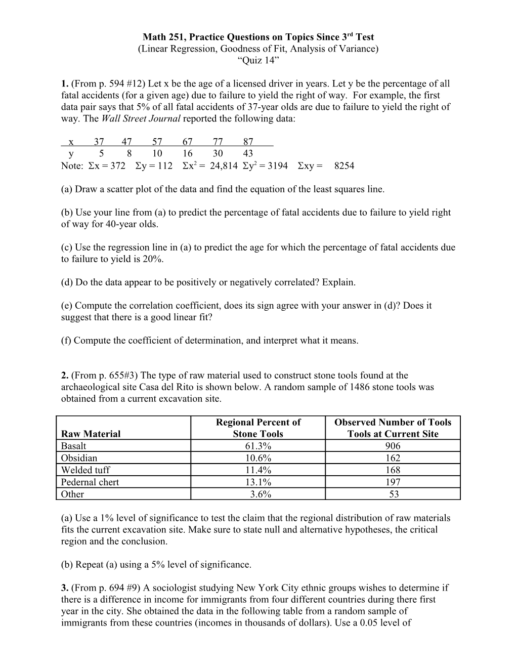 Math 251, Review for Final, Spring 2002