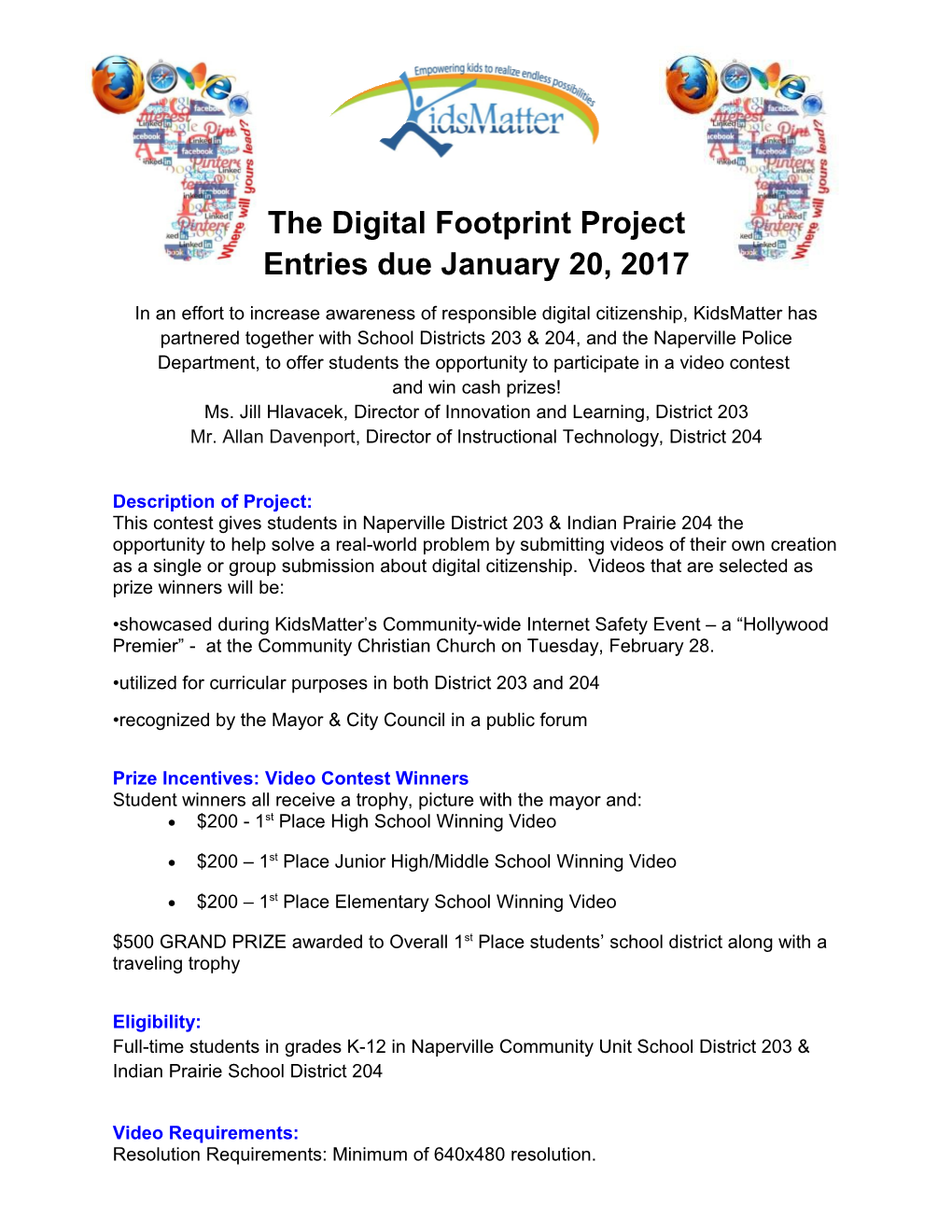 The Digital Footprint Project Entries Due January 20, 2017