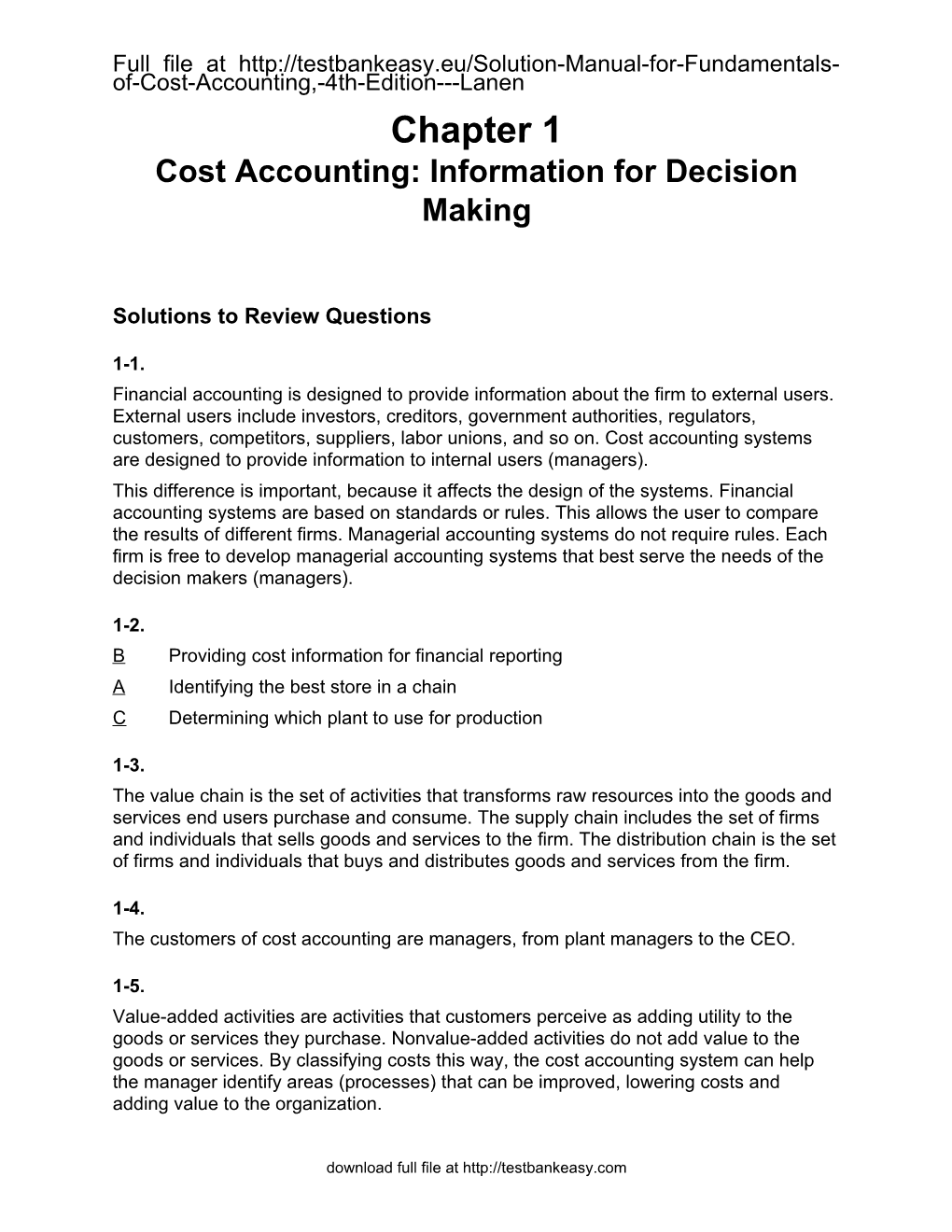 Cost Accounting: Information for Decision Making