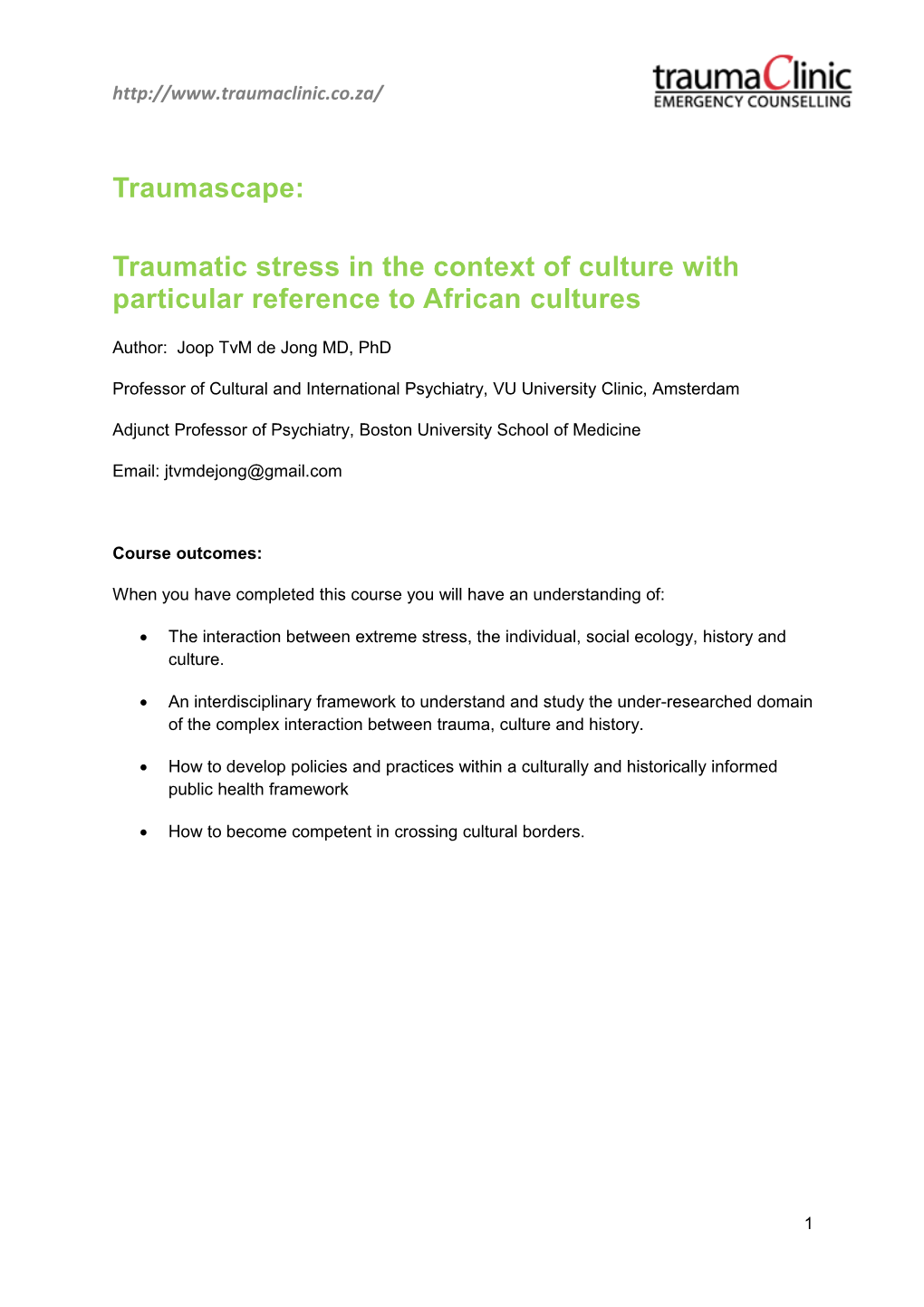 Traumatic Stress in the Context of Culture with Particular Reference to African Cultures