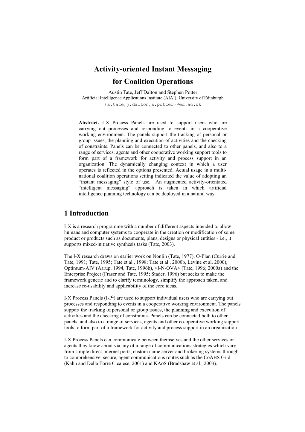 Activity-Oriented Instant Messaging