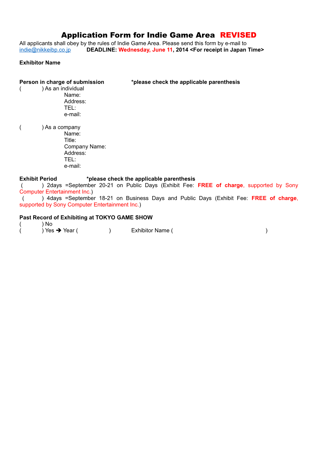 Application Form for Indie Game Area REVISED