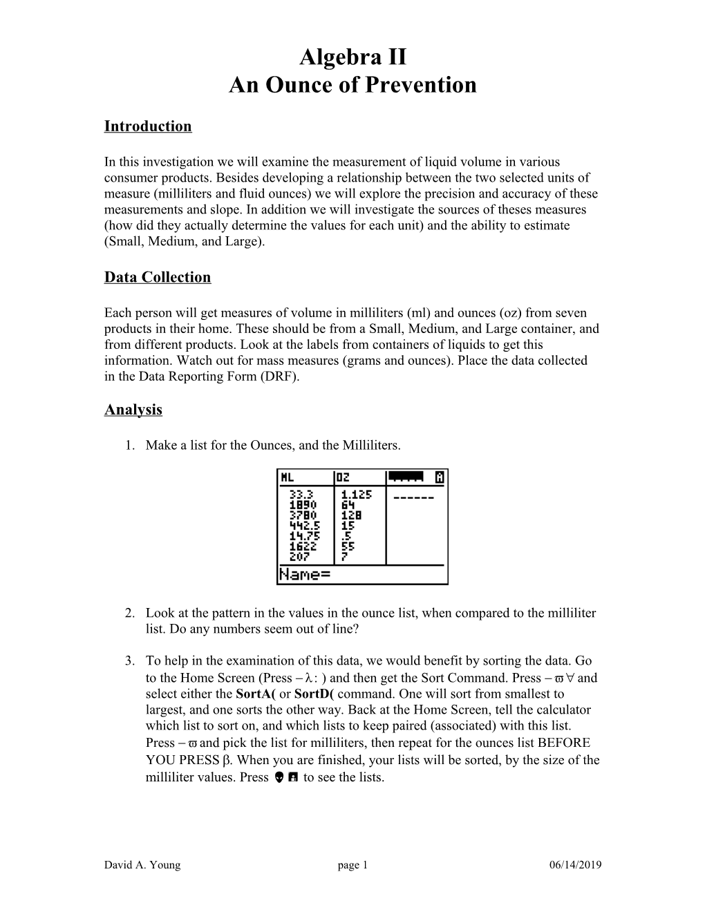 Algebra II an Ounce of Prevention