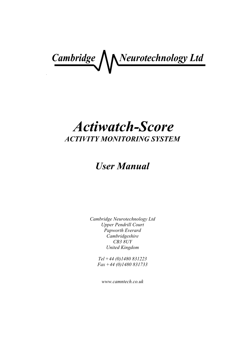 Actiwatch Title Page