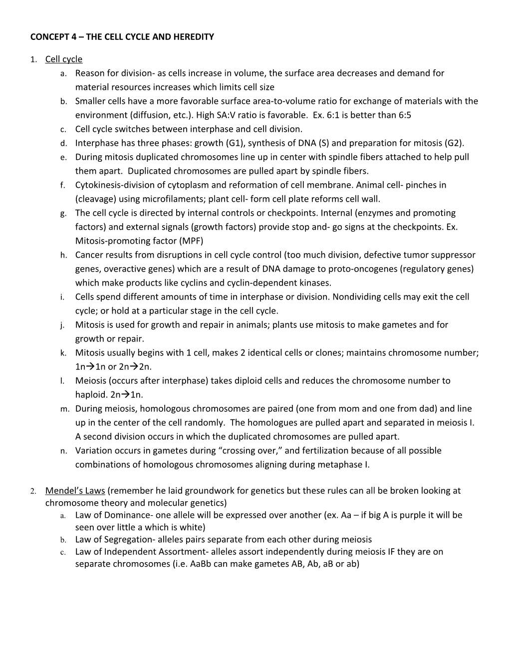 Concept 4 the Cell Cycle and Heredity