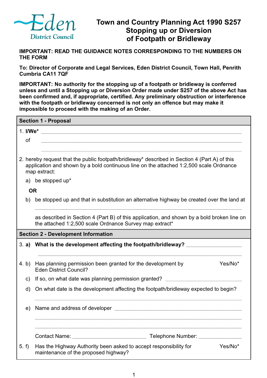 Town and Country Planning Act 1990 S257