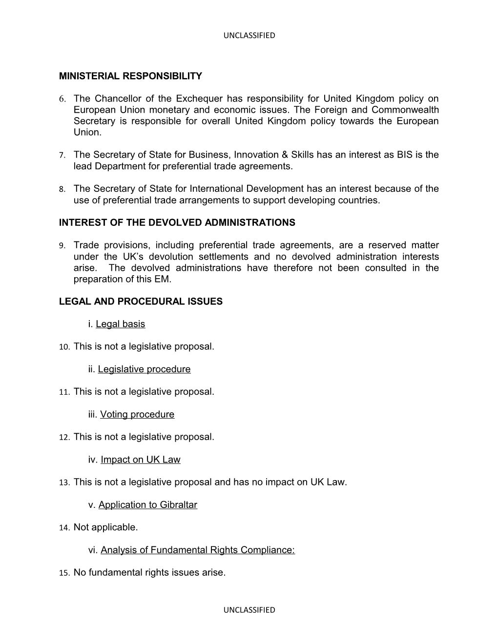 Standard Form of Explanatory Memorandum for European Union Legislation and Documents