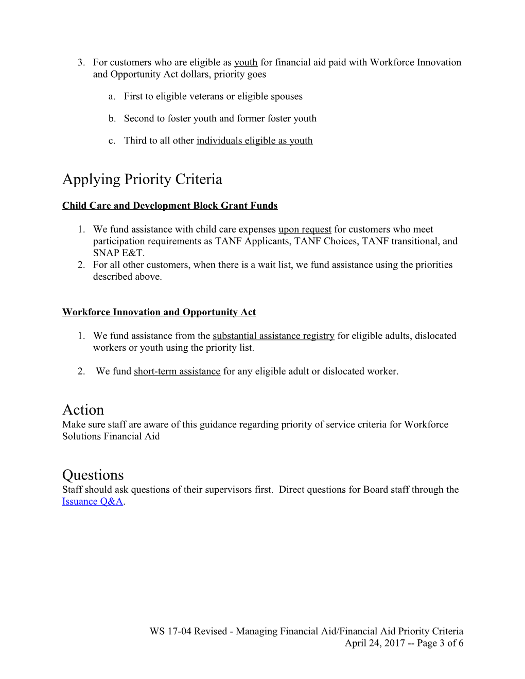 17-04 Managing Financial Aid Financial Aid Priority Criteria