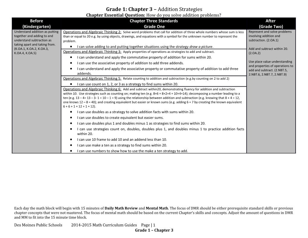 Grade 1: Chapter 3 Addition Strategies