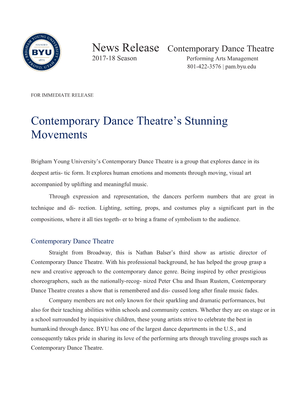 Contemporary Dance Theatre S Stunning Movements