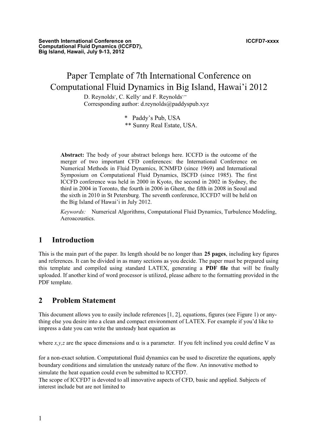 Abstract Template of Parallel CFD International Conference in Barcelona, Spain, During